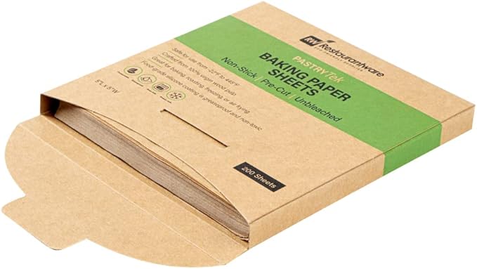 Restaurantware Pastry Tek 5 x 5 Inch Parchment Paper Sheets 200 Greaseproof Baking Sheets For Oven - Pre-cut Double-Sided Silicone Coating Unbleached Paper Nonstick Baking Sheets Reusable