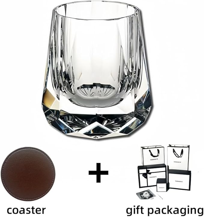 suigetsu Hand Cut Crystal Whisky Glass 320ml Edo style Whiskey Glasses -Cocktail-Vodka-Beer