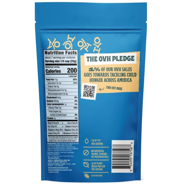 Orchard Valley Harvest Go-Go Keto Mix, 14 Pack (1.85 oz), Dark Chocolate Almonds, Peanuts, Walnuts