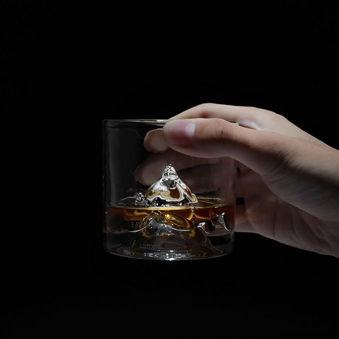 K2 Nepalese Heavy Crystal Whiskey Glasses Gift Set of 2, Thick Freezable Bourbon Glass 1lb Each