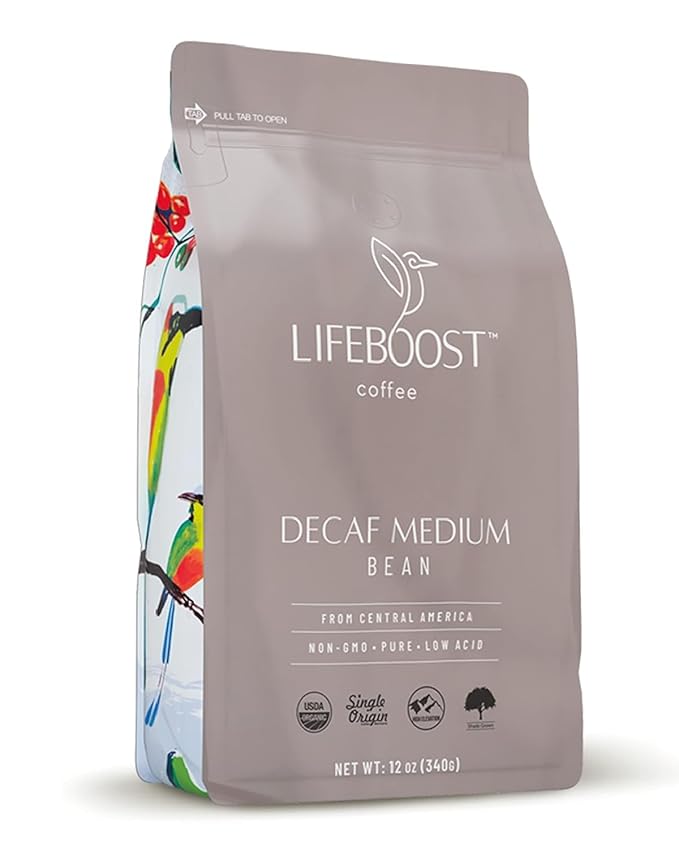 Lifeboost Medium Roast Decaf Coffee Beans ??Organic Low Acid Swiss Water Decaf ??Whole Bean Coffee