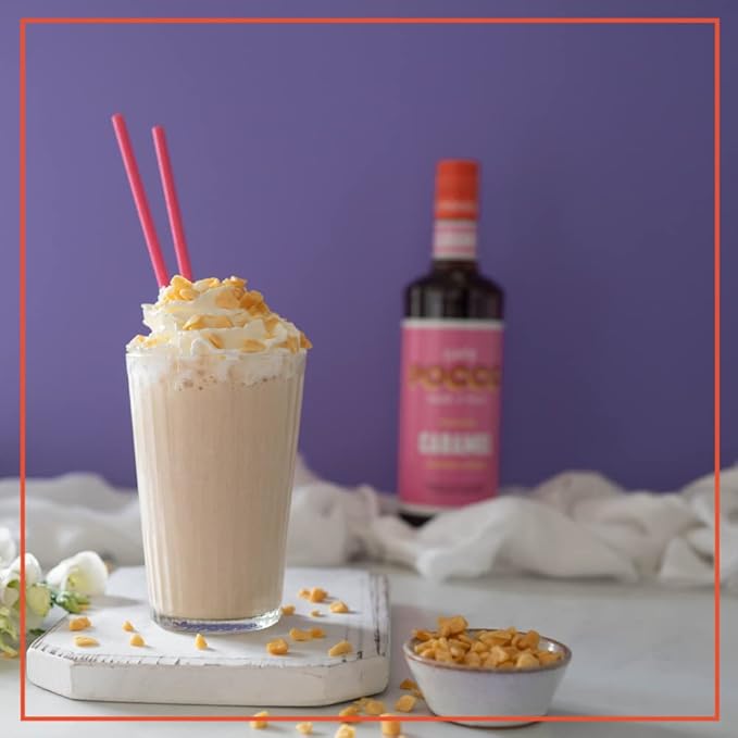 Cafe Pocco Caramel Syrup 750ml Glass Bottle (1 Bottle, Caramel)