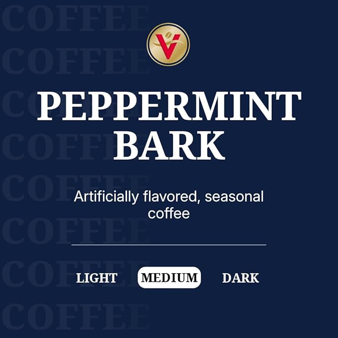 Victor Allen's Coffee Peppermint Bark Flavored, Medium Roast, 80 Count, Single Serve Coffee Pods