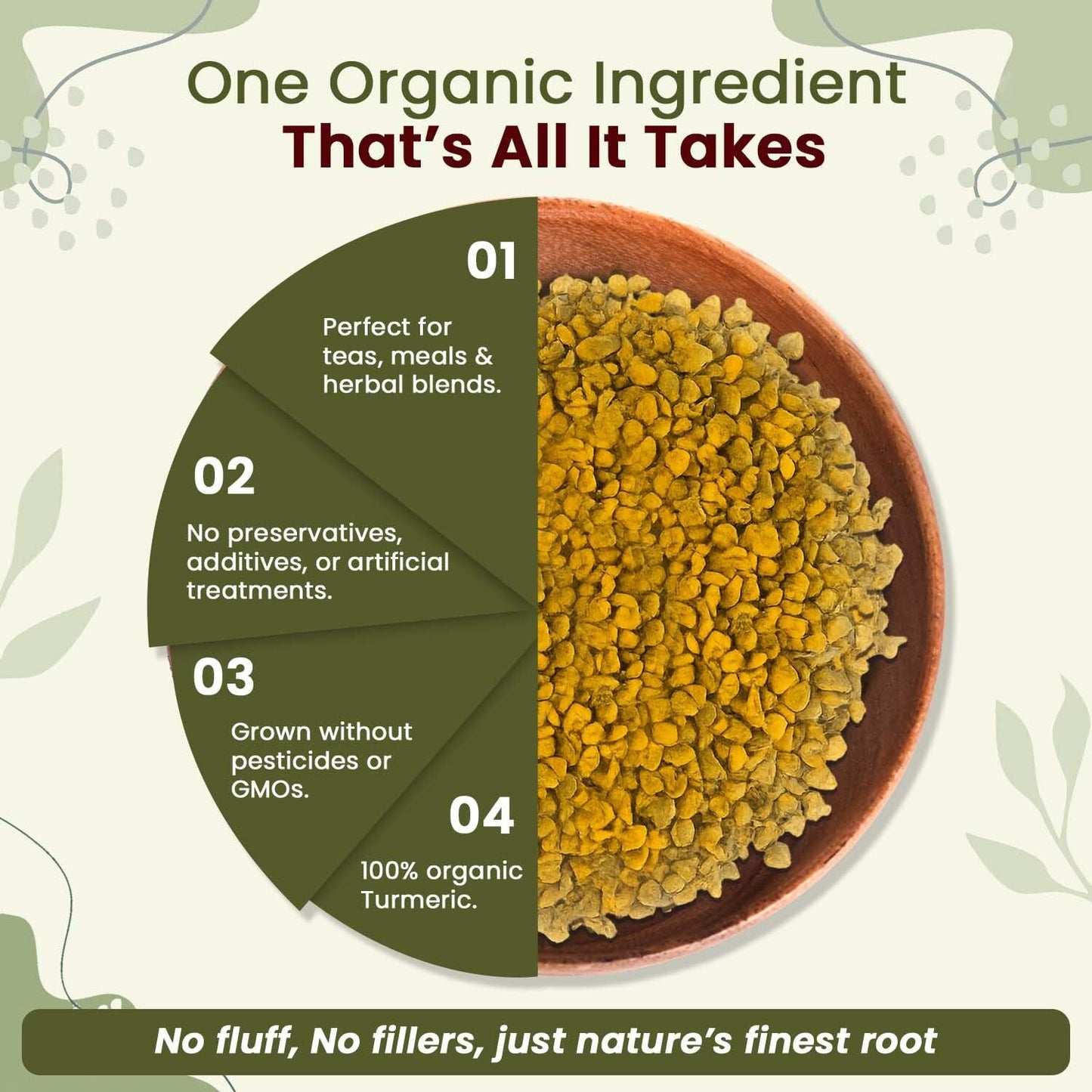 Organic Turmeric Root Cut & Sifted Herbal Tea – USDA Organic, Vegan, Non-GMO & Gluten Free Dried