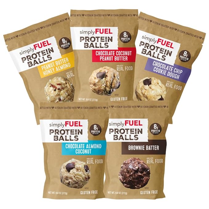 simplyFUEL Ultimate Protein Ball Variety Pack - Whole Food Balls with Probiotics - 8g Protein Snack