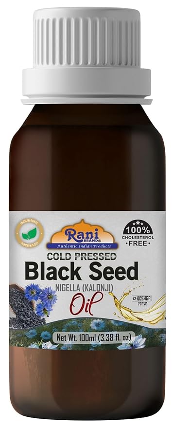 Rani Pure Black Seed (Nigella, Kalonji) Oil 3.38 Fl oz (100ml) Cold Pressed ~ 100% Cholesterol Free
