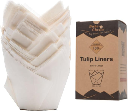Nordic Paper 100pcs Large Size White Tulip Cupcake Liners for Baking Cups EU Parchment paper Tulip