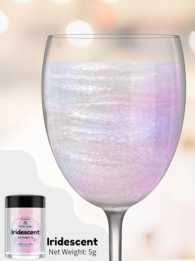 Shanlinly Iridescent Prism Powder Edible Glitter for Drinks, Food Grade Edible Glitter Dust Luster