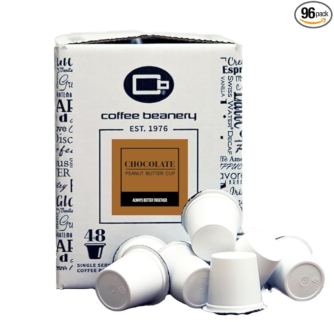 Chocolate Peanut Butter Cup Coffee Pods by Coffee Beanery | 96ct Bulk Flavored Coffee Pods Medium