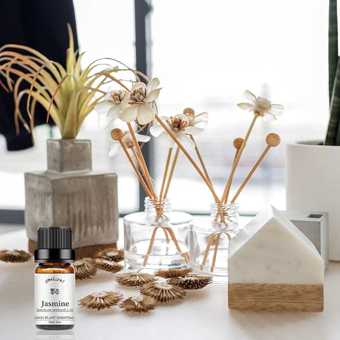 yethious Jasmine Essential Oils for Diffuser & Aromatherapy Pure Jasmine Oil for Skin Organic