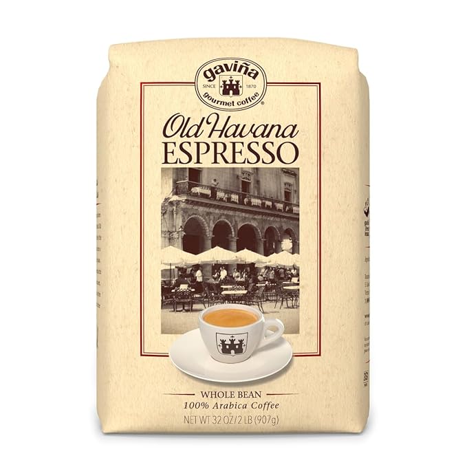 Gaviña Old Havana Espresso Whole Bean Coffee - Medium-Dark Roast, 100% Arabica, Nutty and Sweet