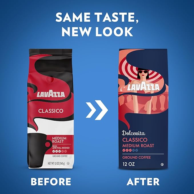 Lavazza Dolcevita Classico Ground Coffee 6 Bags of 12oz, Medium Roast, Rich and Full-bodied