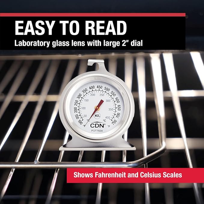 CDN High Heat Oven Thermometer | ProAccurate® | NSF Certified | 100-750°F Range | For Broiling