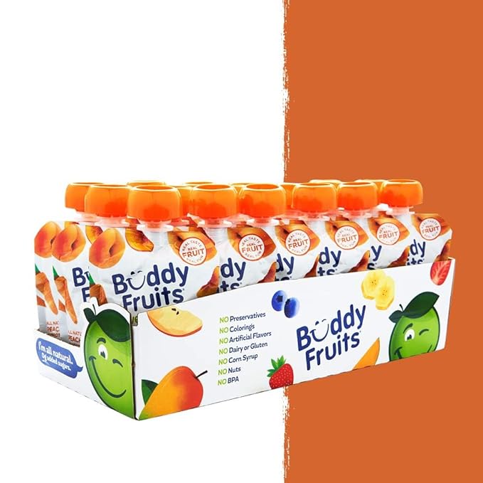 Buddy Fruits & Veggies Snacks To Go Peach Carrot Unsweetened Applesauce 3.2oz Pouch (18pk)
