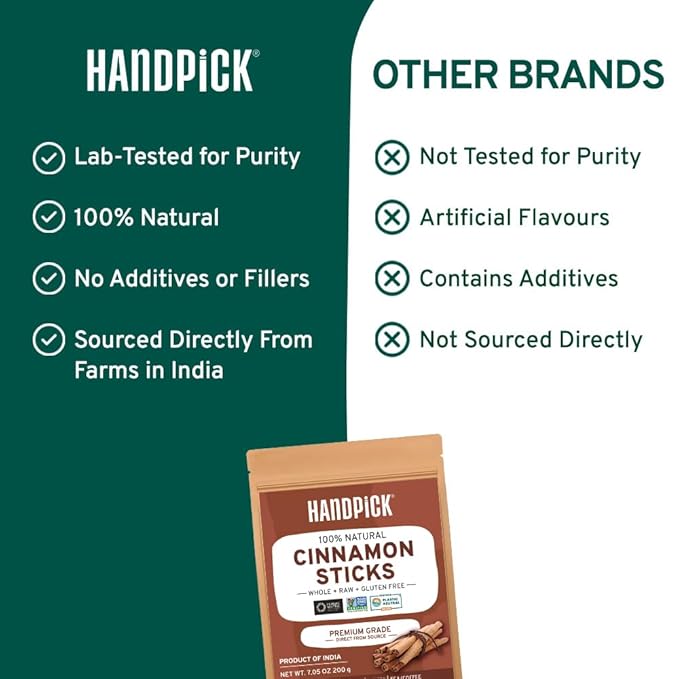 HANDPICK, Cinnamon Sticks (7 oz) 100% Raw, Non-GMO, Gluten-Free | Premium Quality | Resealable