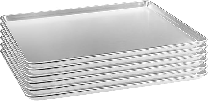 HARDURA Aluminum Baking Sheet Pan 18”L X 26”W X 1”H Cookie Sheet, 6Packs, For Oven in Bakery &