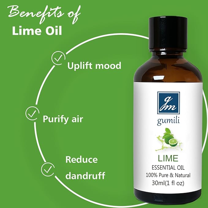 Lime Essential Oil 1 oz, 100% Pure & Undiluted Lime Oil for Diffuser, Skin & DIY, Natural Citrus