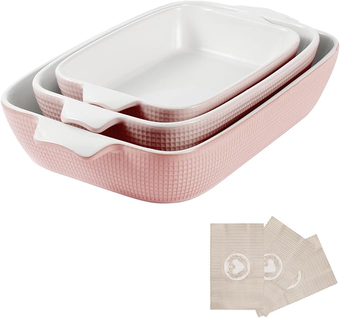 Bakeware Casserole Oven Dishes Baking - 3pcs Ceramic Rectangular Oven Serving