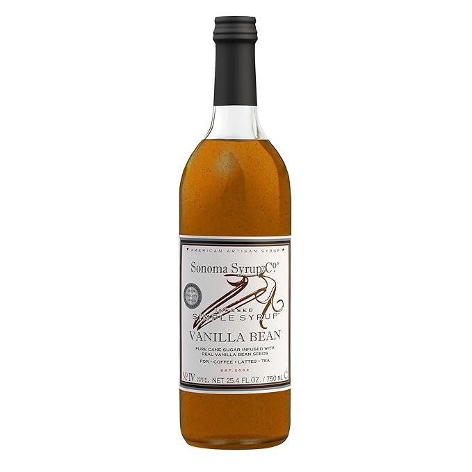 Sonoma Syrup Co. Vanilla Bean Infused Simple Syrup 25.4 fl oz | for Coffee, Tea, and Baking | Hand