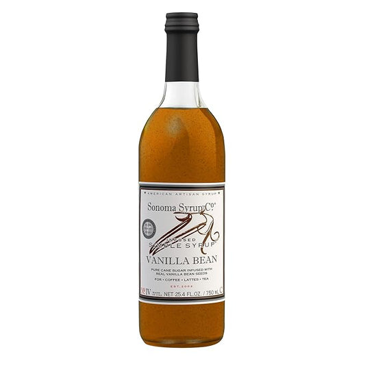 Sonoma Syrup Co. Vanilla Bean Infused Simple Syrup 25.4 fl oz | for Coffee, Tea, and Baking | Hand