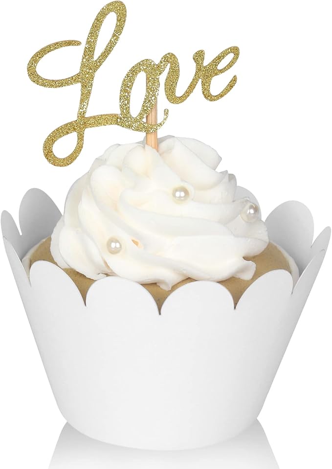 KPOSIYA Set of 100 Artistic Bake Cake Cups Filigree Little Vine Lace Laser Cut Cupcake Wrapper