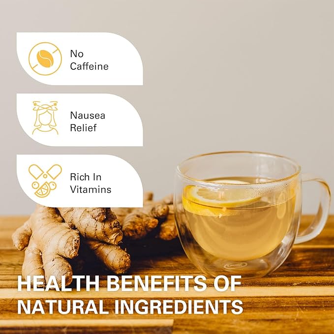WT WEETEE Organic Ginger Tea Bags, 100% Pure Ginger Root Tea 100 Count, Caffeine Free, No Spices