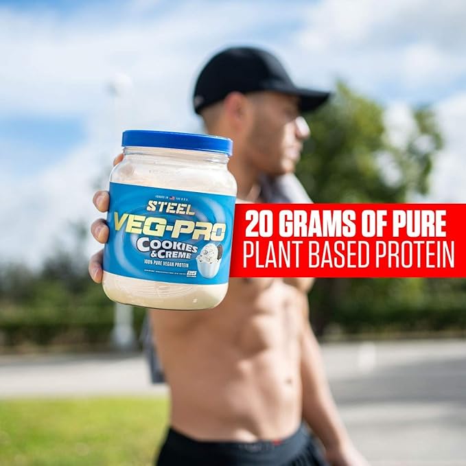 Steel Supplements Veg-PRO | Vegan Protein Powder, Cookies and Creme | 25 Servings (1.65lbs) |