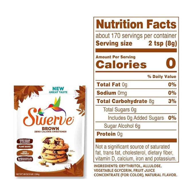 Swerve Ultimate Sugar Replacement Sweetener, Brown Sugar Substitute, Zero Calorie, Keto Friendly