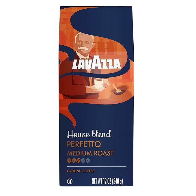 Lavazza House Blend Perfetto Ground Coffee 12oz Bag, Medium Roast, Full-bodied, Intensity 3/5, 100%