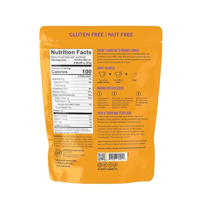 Lakanto Pumpkin Spice Muffin Mix - Sweetened with Monk Fruit, Allulose, Erythritol, Gluten Free