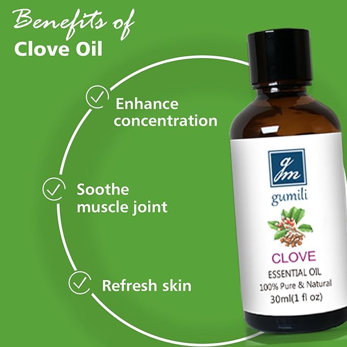 Clove Oil 1 Oz, 100% Pure Clove Bud Essential Oil for Teeth and Gums, Natural Aromatherapy