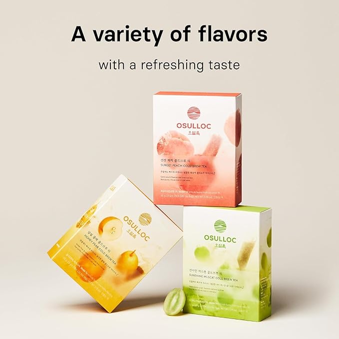 OSULLOC Sunshine Muscat Cold Brew Tea, Sweet Muscat flavored iced tea, Hydration Tea Packets (20ea
