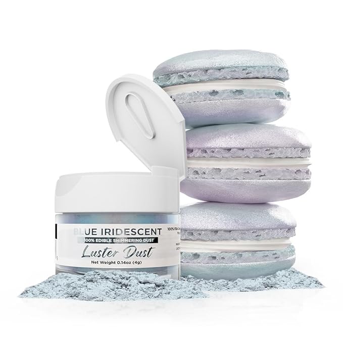 Luster Dust - Blue Iridescent (4g 1x Jar) | Edible Vegan Dust & Paint for Cake Decorating, Ice