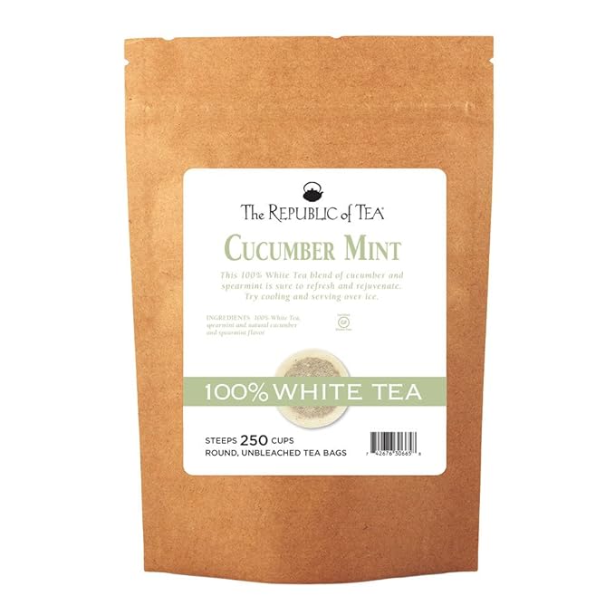 The Republic of Tea – Cucumber Mint 100% White Tea Bags, Steeps 250 Low-Caffeinated Cups