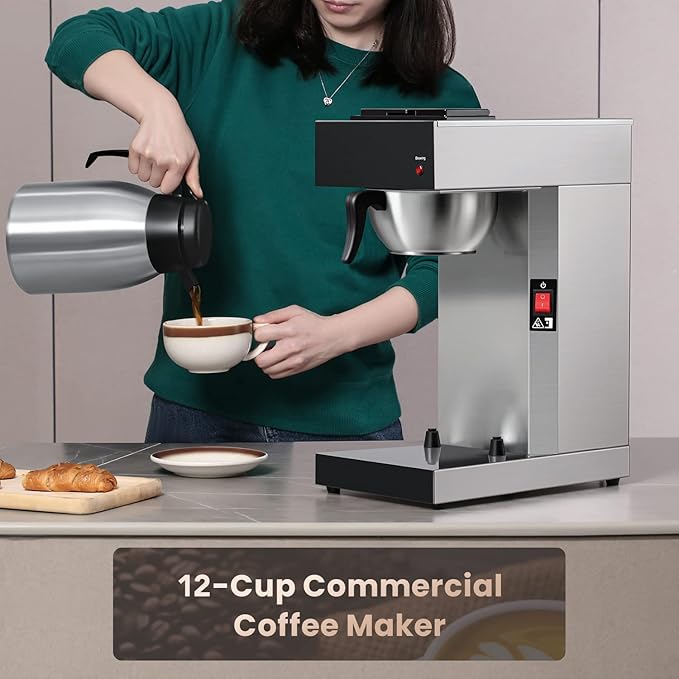 SYBO Commercial Coffee Makers 12 Cup, Drip Coffee Maker Brewer with 74Oz thermal carafe, Stainless