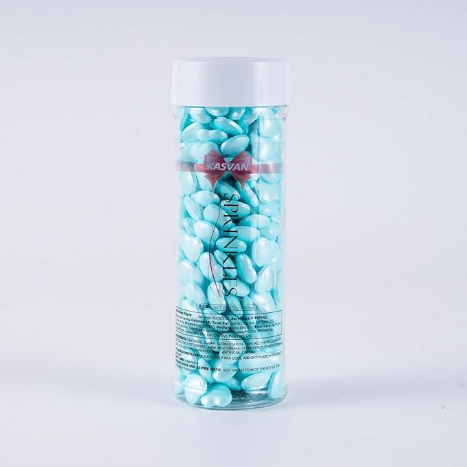 Kasvan Blue Heart Shapes Sprinkles - Edible Candy Pearls 130g/4.58 Oz, Mix Size, Baking Cake
