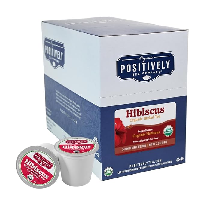Organic Positively Tea Company, Hibiscus Herbal Tea, K-Cup Compatible, 24 Pods