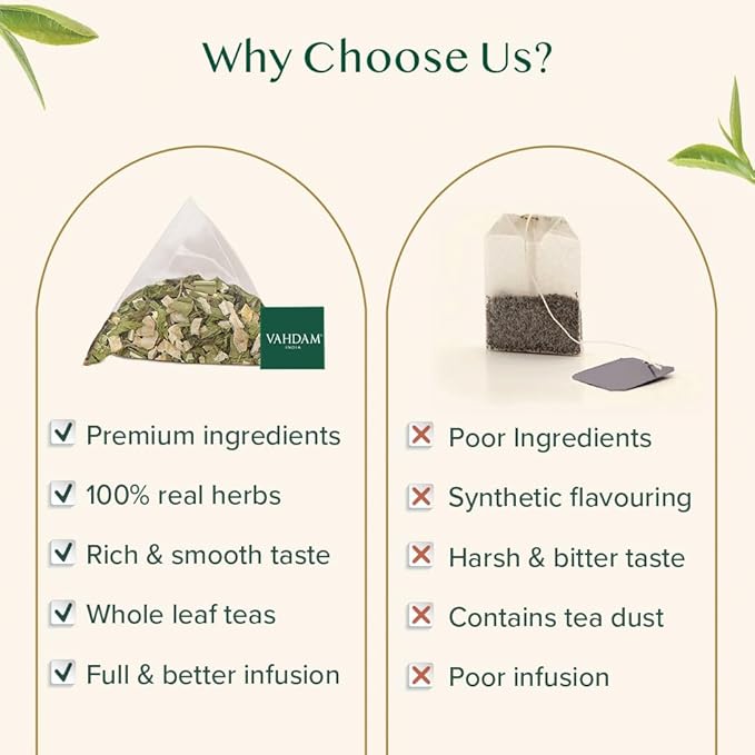VAHDAM, Ginger Mint Green Tea Bags (100 Count) High Grown Green Tea with Raw Ginger | Medium