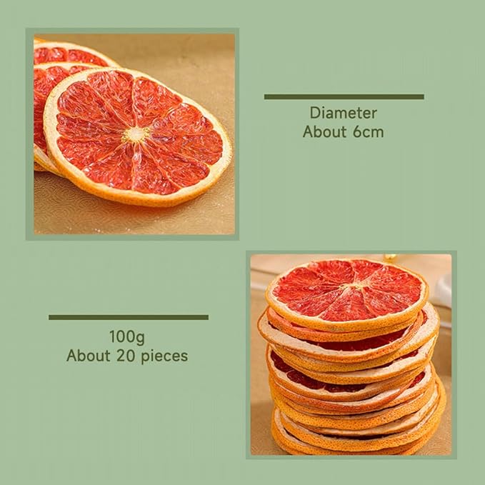 Mkostlich Dried Grapefruit Slices, 3.52oz/100g Dehydrated Grapefruit for Cocktails, Red Grapefruit