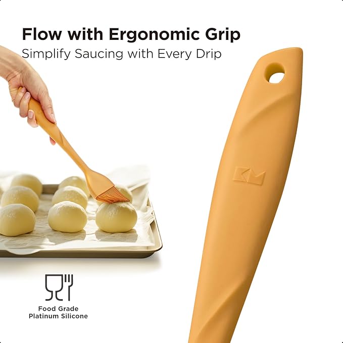 Kitchen Mama WaltzGrip Platinum Silicone Basting Pastry Brush: Set of 2 Heat-Resistant Brushes