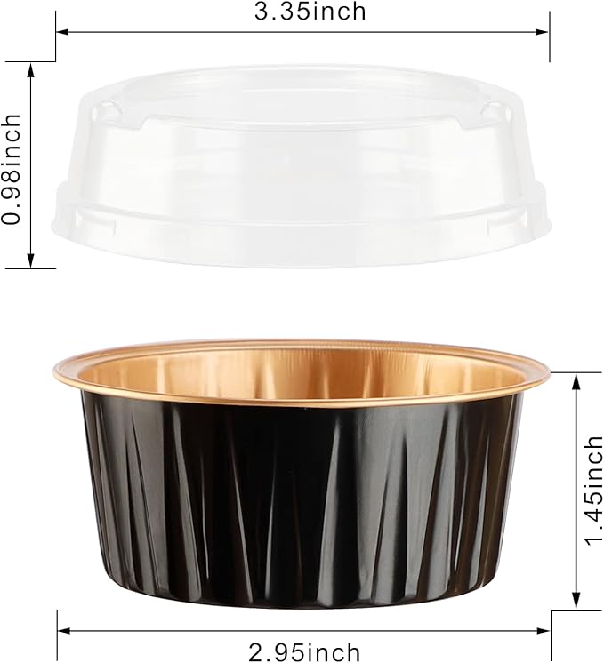 EUSOAR Ramekin Baking Cups, 30pcs 5oz Aluminum Foil Muffin Liners Cupcake Baking Cup with Lids
