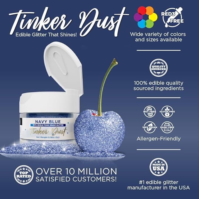 Bakell - Navy Blue Tinker Dust (5g, 1x Jar) Edible Glitter for Food, Desserts, and Beverages!