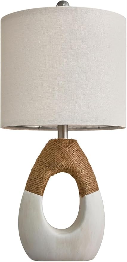 OYEARS 19” Boho Table Lamps Bedroom Living Room,Suitable for Small Space,Farmhouse Rattan Lamp