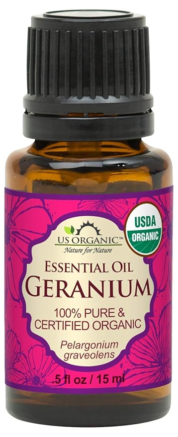 US Organic 100% Pure Geranium Essential Oil - USDA Certified Organic, Steam Distilled - W/Euro