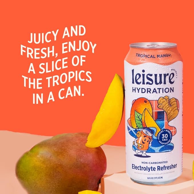 Leisure Hydration Non-Carbonated Electrolyte Refresher, Tropical Mango Flavor - Low Sugar Nutrient