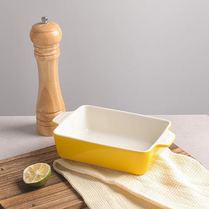 Sweejar Ceramic Baking Dish, Rectangular Small Baking Pan with Double Handles, 20 Oz for Cooking