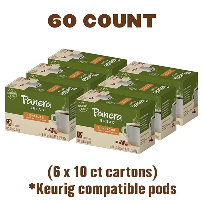 Panera Bread Light Roast Single Serve Coffee Cups, 100% Arabica Coffee, Kosher, 10 Count (Pack of 6)