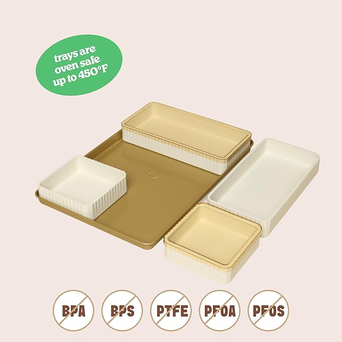 9-Piece Baking Set, Non-Stick Bakeware Set with 2 Large Silicone Trays, 2 Small Silicone Trays with