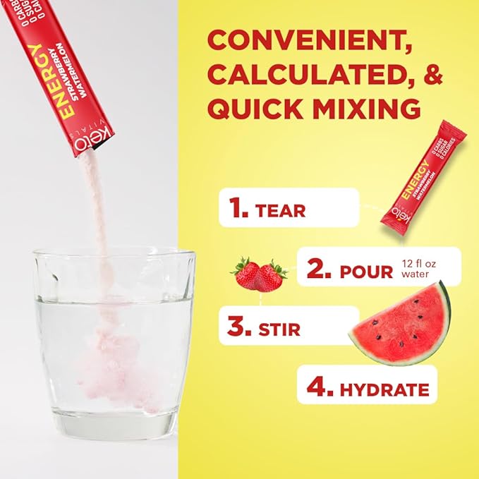 Keto Vitals Electrolyte Energy Drink Powder Packets - Electrolyte Supplement for Energy and