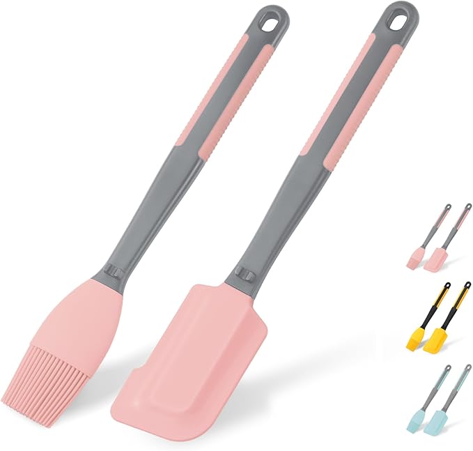 Extra Long Pastry Brush - Silicone Spatula - Basting Brush+Spatula Silicone Heat Resistant,for